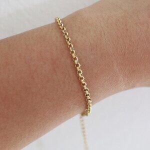 3mm Round Cable Chain Style Bracelet/Anklet 18k Gold Plated Stainless Steel